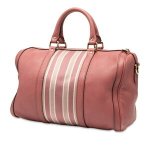 Gucci Pink Canvas Leather Shoulder Line Bag Sherry Boston